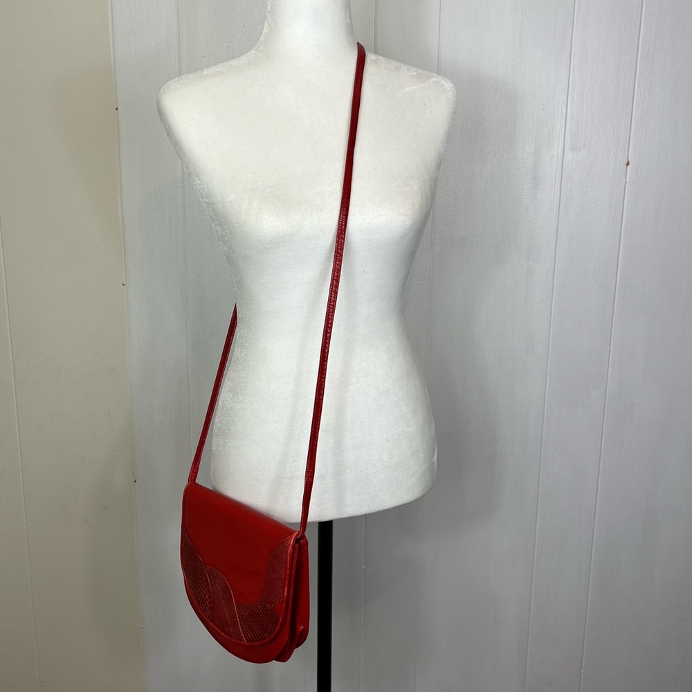 Vintage‎ Stuart Weitzman Red Leather Crossbody Purse - Picture 10 of 13